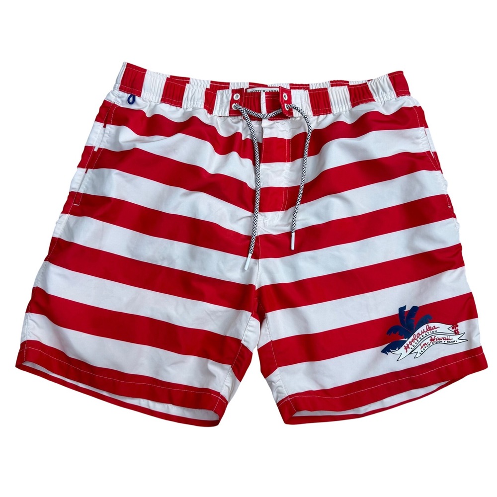 Scotch & Soda Keoni Swim Trunks Men Size L Nautical Coastal HAWAIIAN Graphic